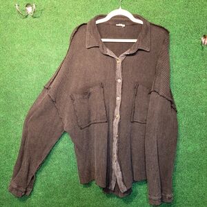 708 NWOT Pol Casual Black Button-Up Shirt